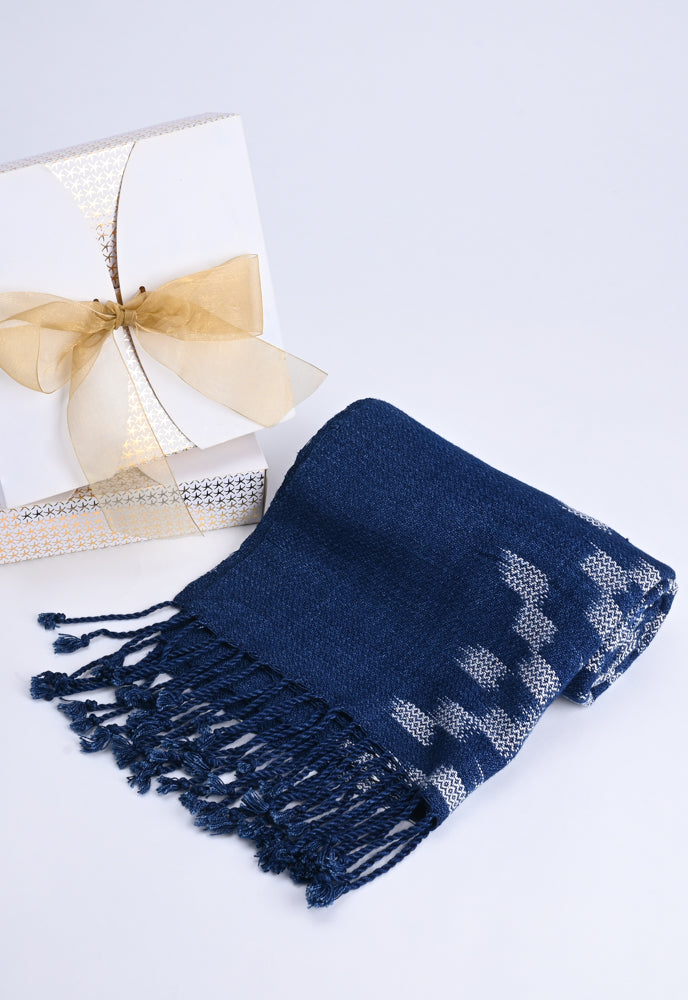 Reflections of Indigo Tassel Scarf