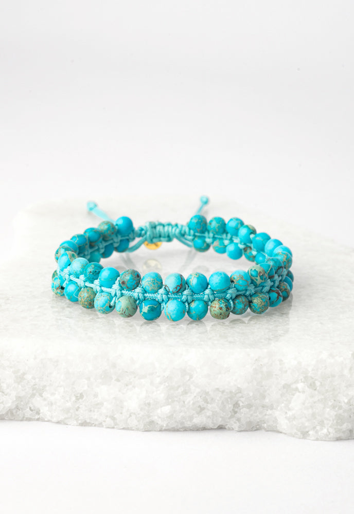 Wear Blue Handwoven Beaded Bracelet in Turquoise