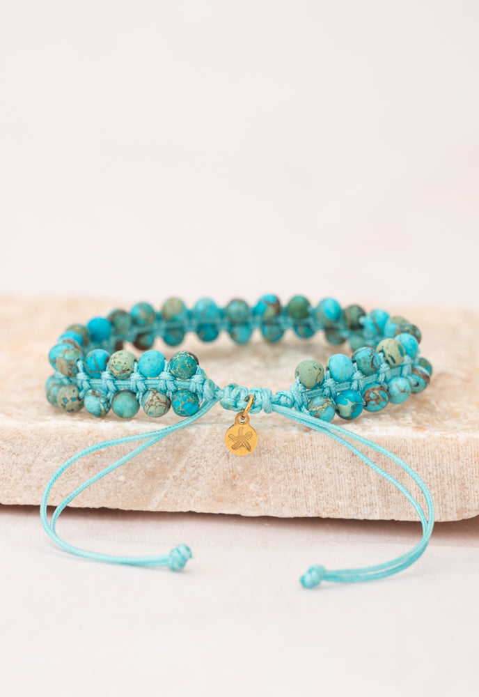 Wear Blue Handwoven Beaded Bracelet in Turquoise
