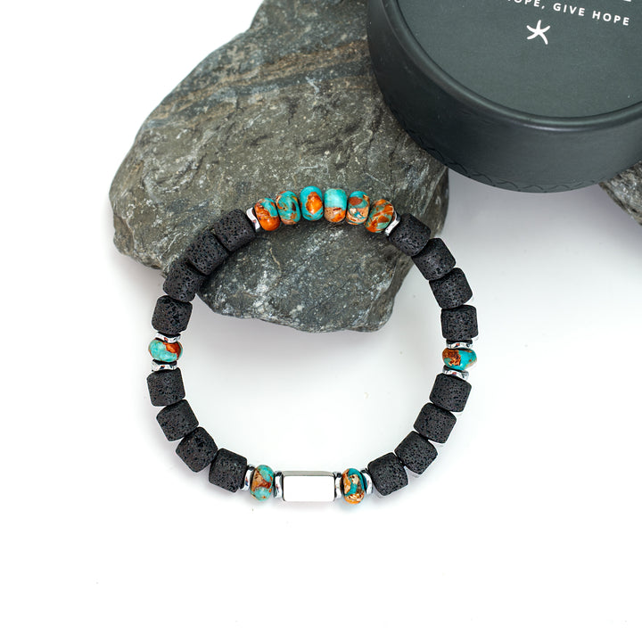 Engravable Strength Turquoise Emperor Stone Bracelet