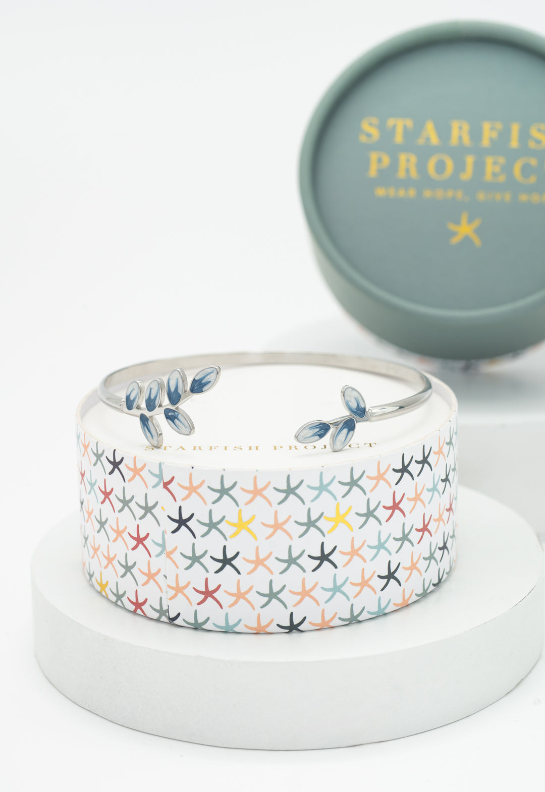 Hope Grows Cuff in Silver & Blue