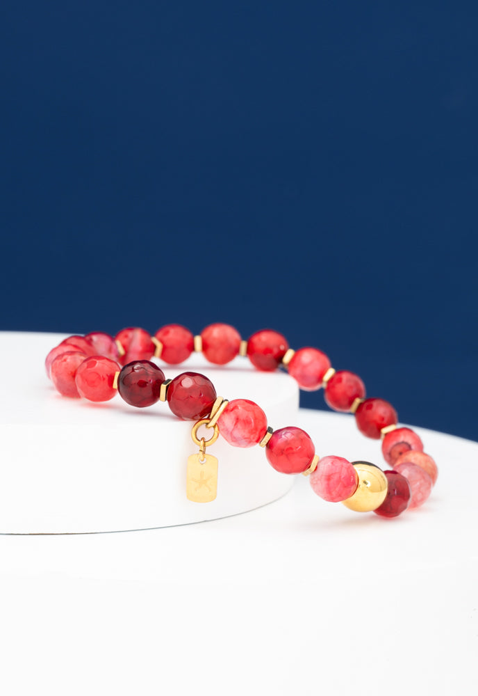 Song Song Beaded Bracelet in Red