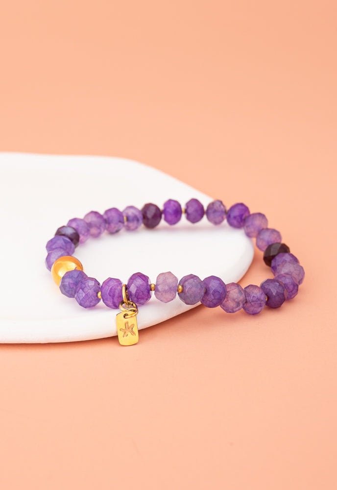 Lan Purple Agate Beaded Bracelet