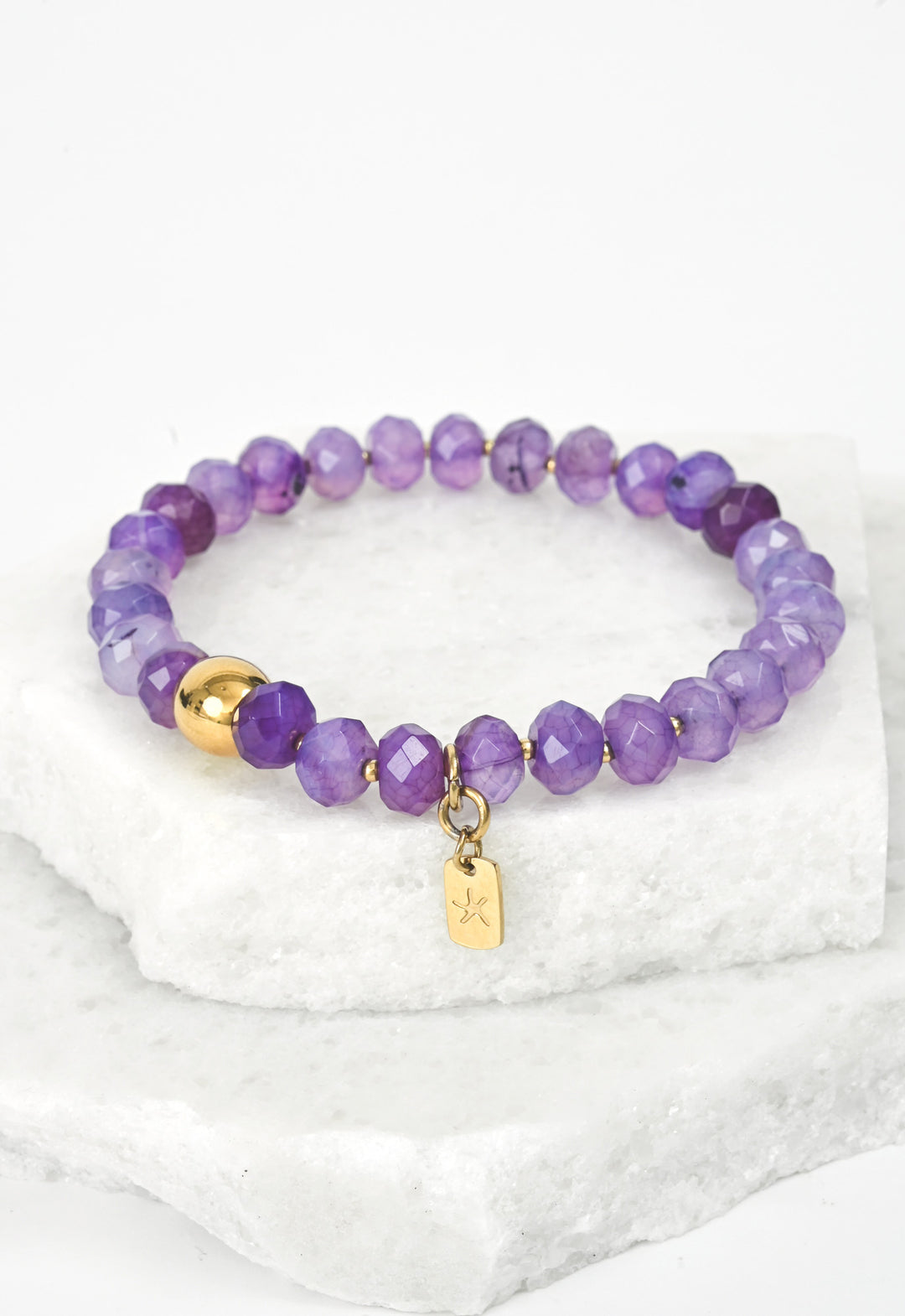 Lan Purple Agate Beaded Bracelet