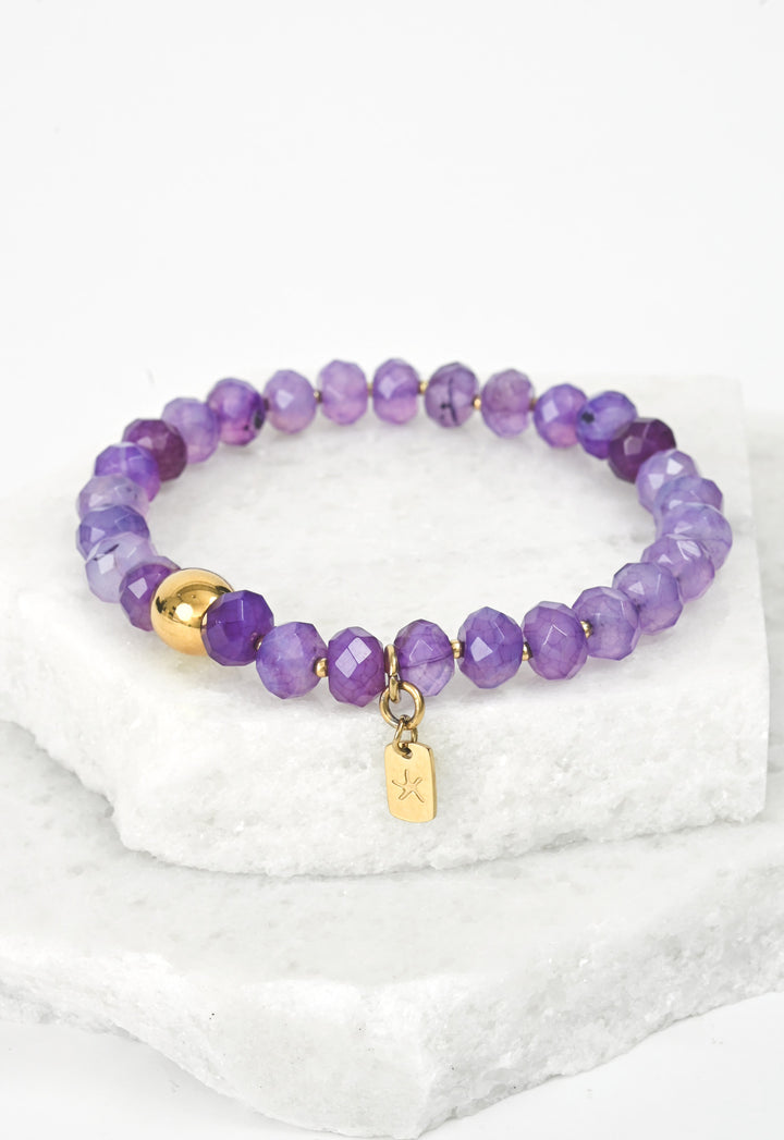 Lan Purple Agate Beaded Bracelet