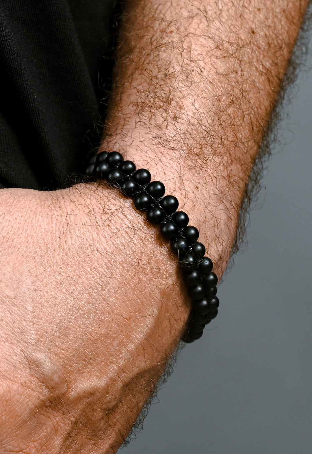 Helix Matte Black Agate Rope Beaded Bracelet