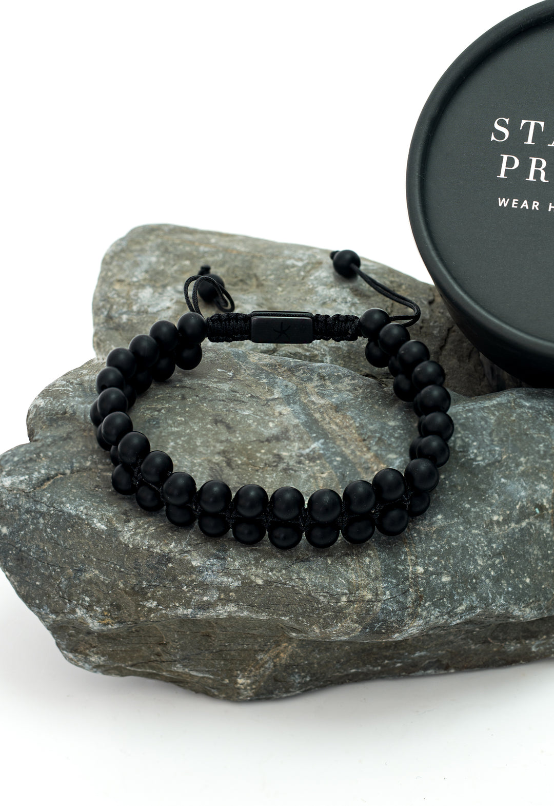 Helix Matte Black Agate Rope Beaded Bracelet