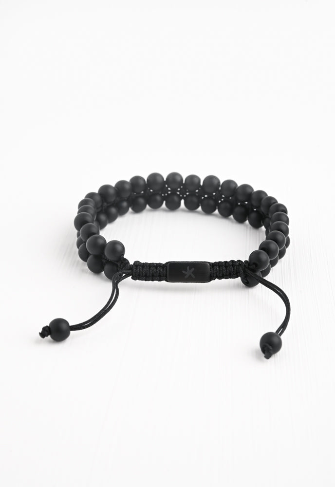 Helix Matte Black Agate Rope Beaded Bracelet