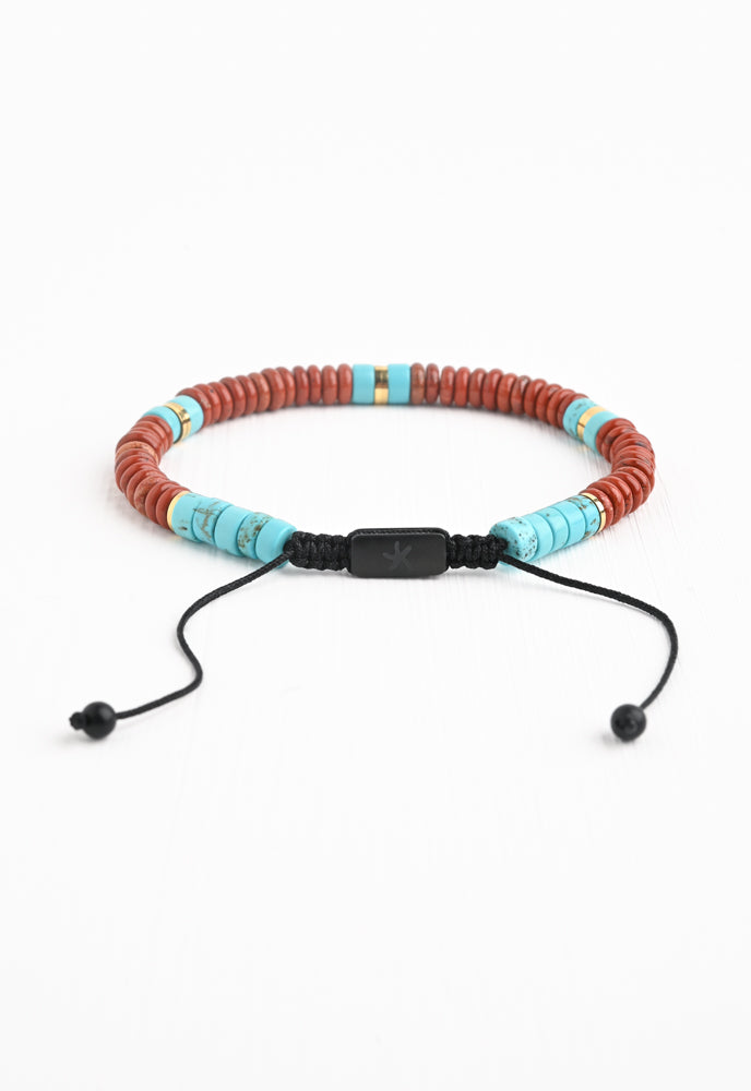 Aang Turquoise & Red Jasper Rope Beaded Bracelet