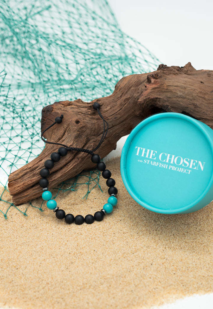 5 & 2 Teal/Black Unisex Bracelet