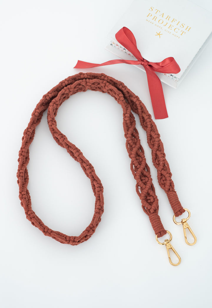 Wear Hope Macramé Crossbody Strap in Terra Cotta