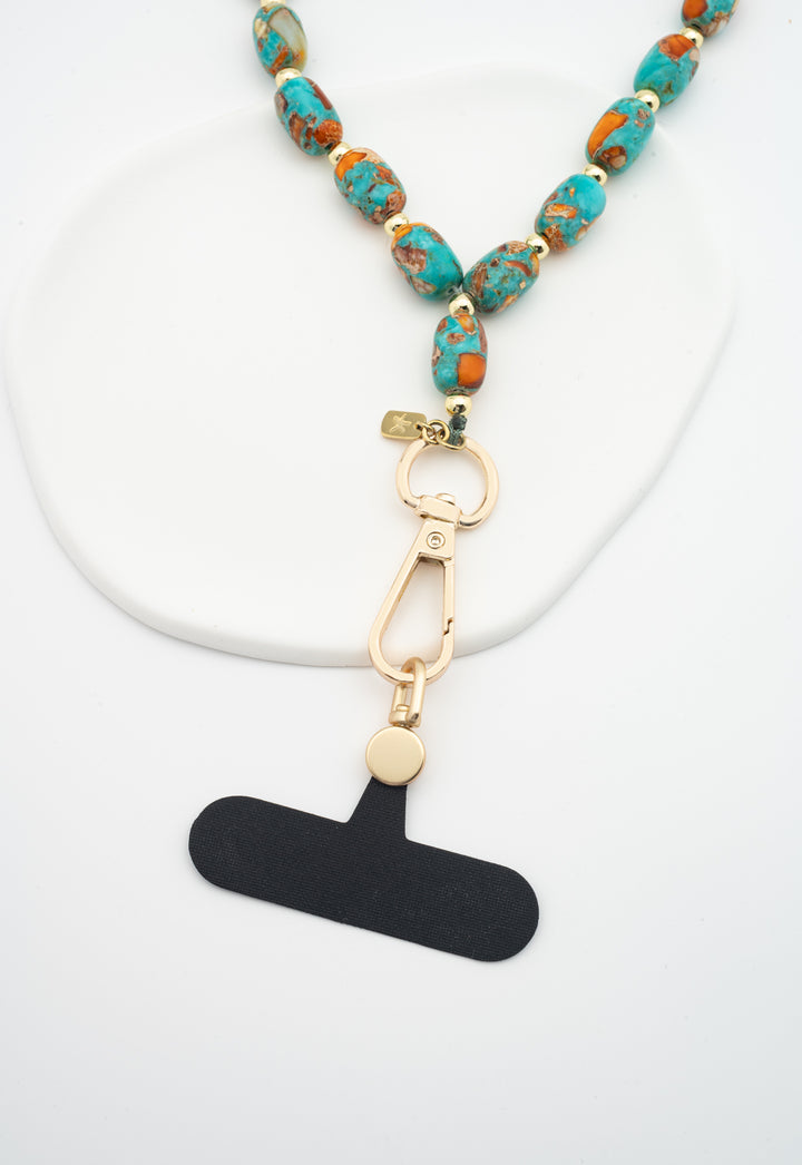 Sierra Bloom Turquoise Emperor Stone Beaded Phone Wrist Strap