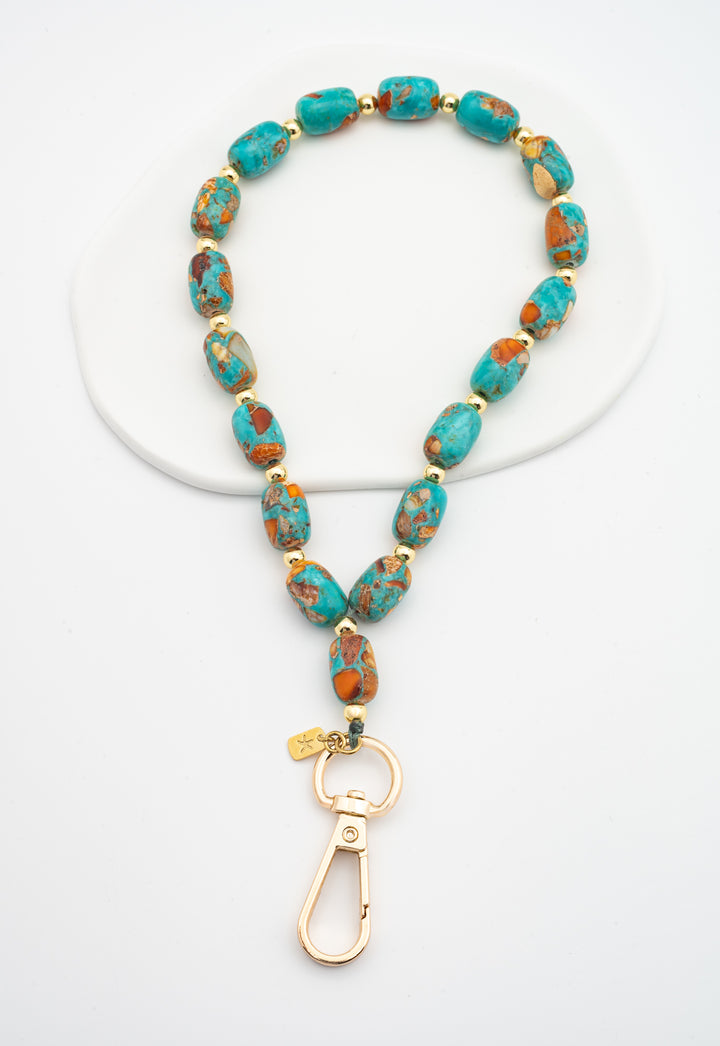 Sierra Bloom Turquoise Emperor Stone Beaded Phone Wrist Strap