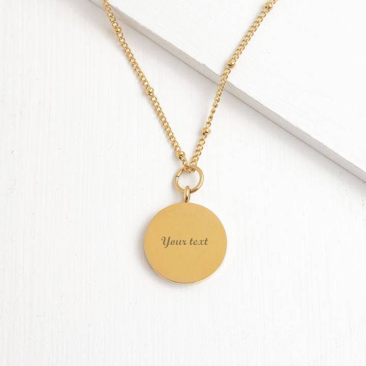 Engravable Round Pendant Gold Necklace