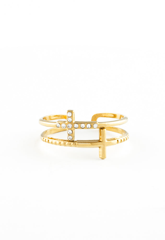 Golden Cross Serenity Ring