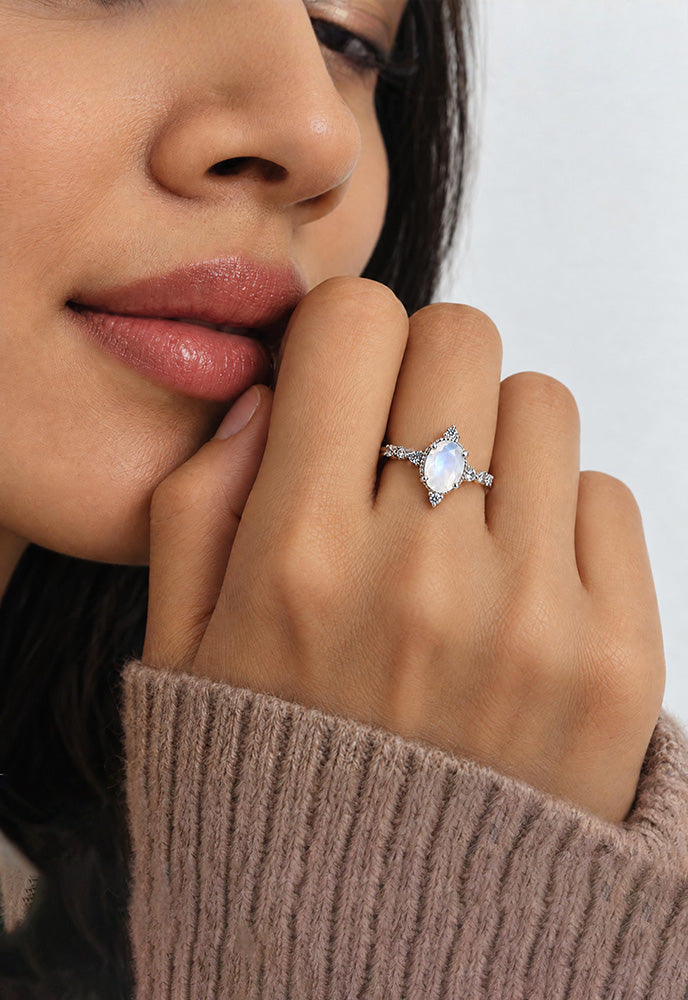 Lunar Crest Moonstone Ring