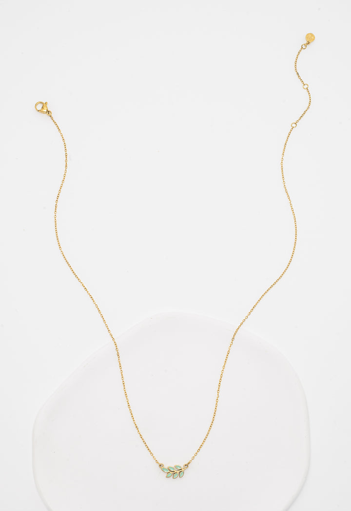 Rowen Leaf Necklace in Mint