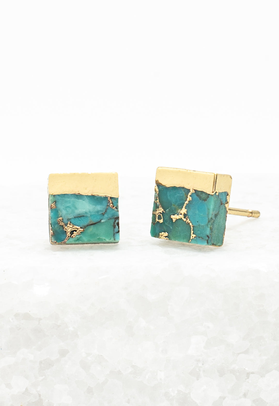 Lorena Square Turquoise Stud Earrings