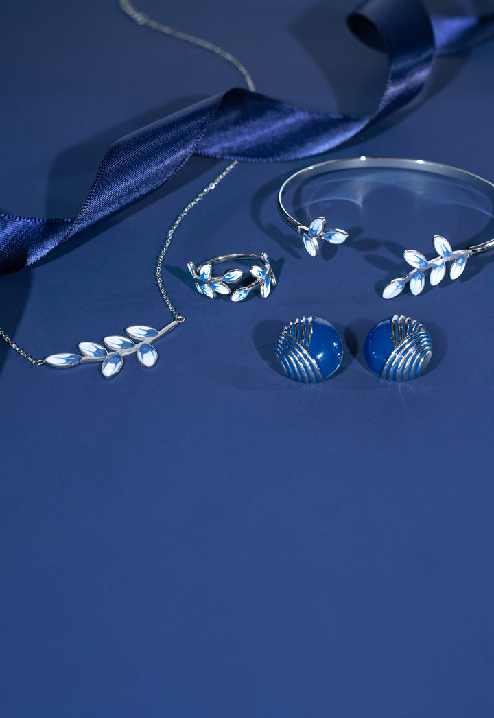 Hope Grows Cuff in Silver & Blue