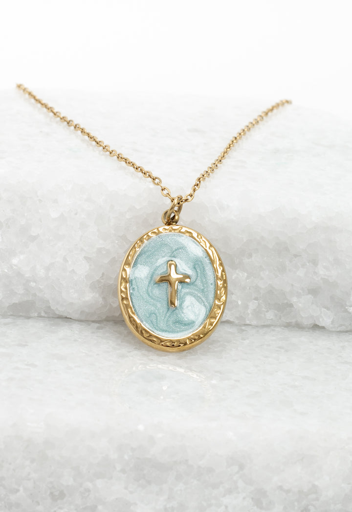 Shine Bright Cross Pendant  in Mint