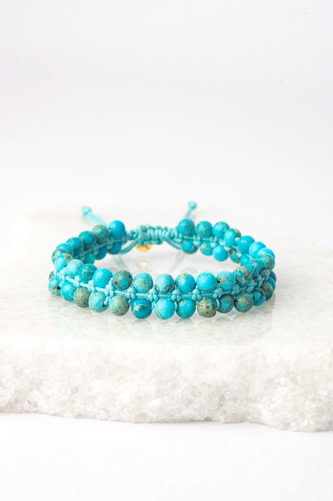 Wear Blue Handwoven Beaded Bracelet in Turquoise