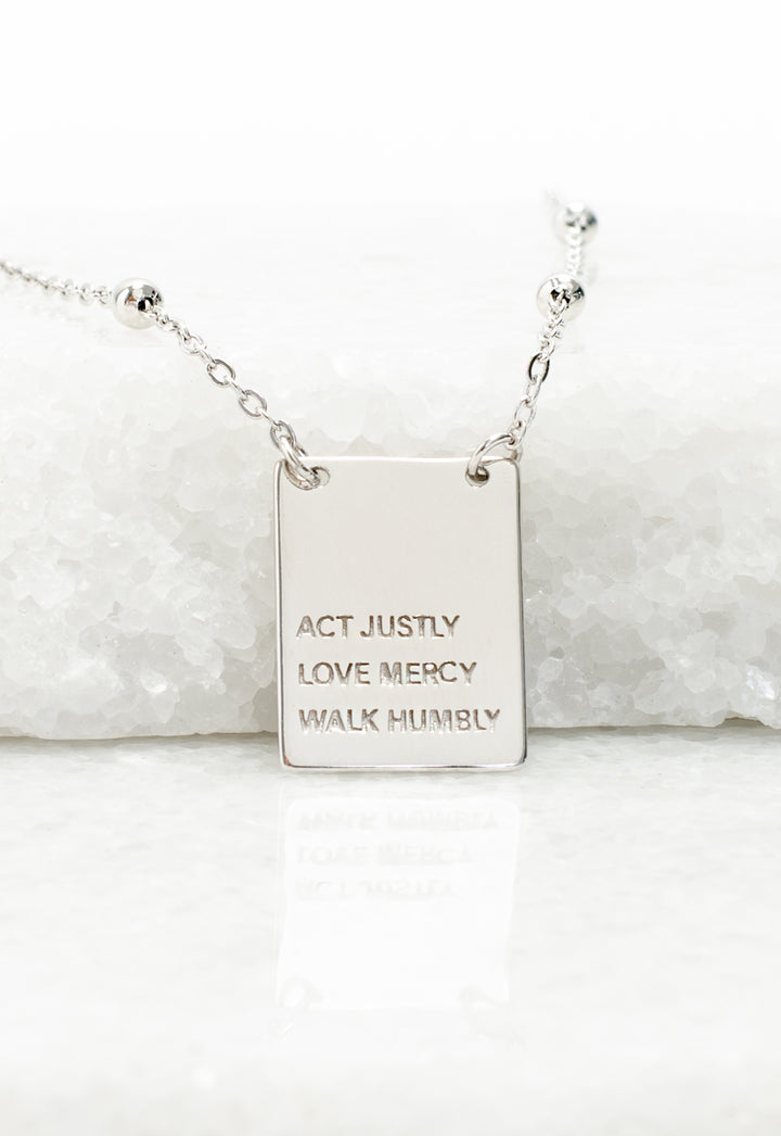 Act Justly Necklace in Sterling Silver