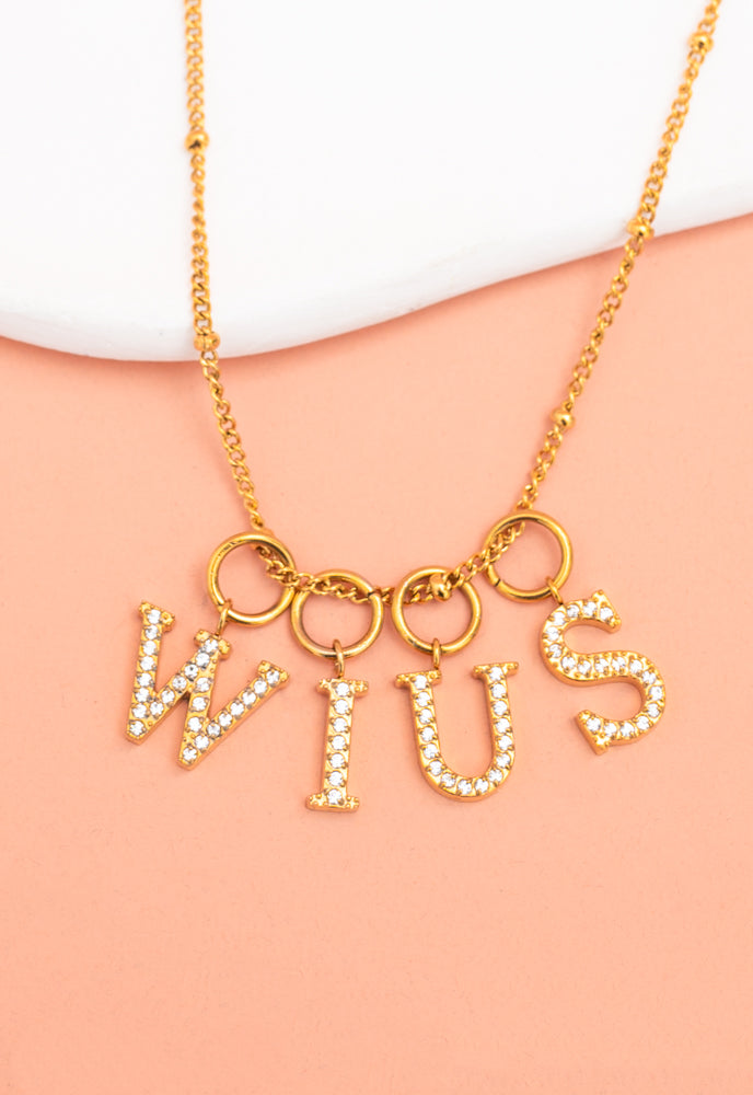 Initial Gold Necklace- Four Charms