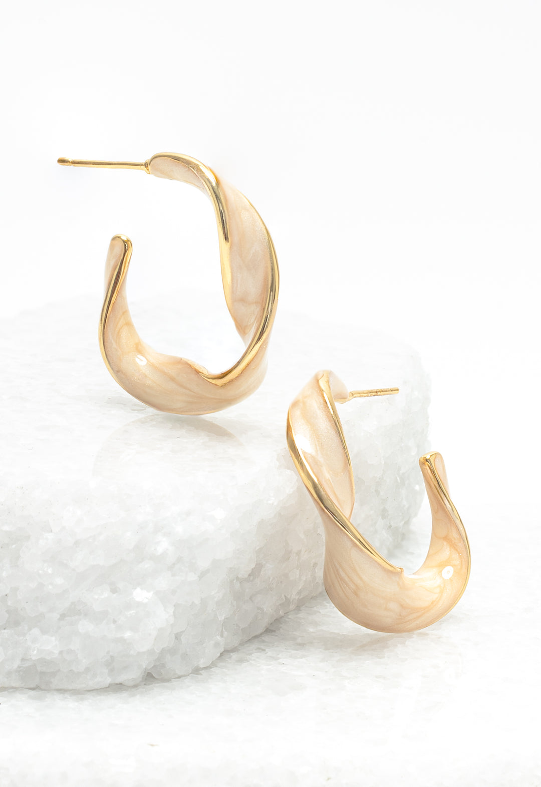 With a Twist Hoops in Soft Coral