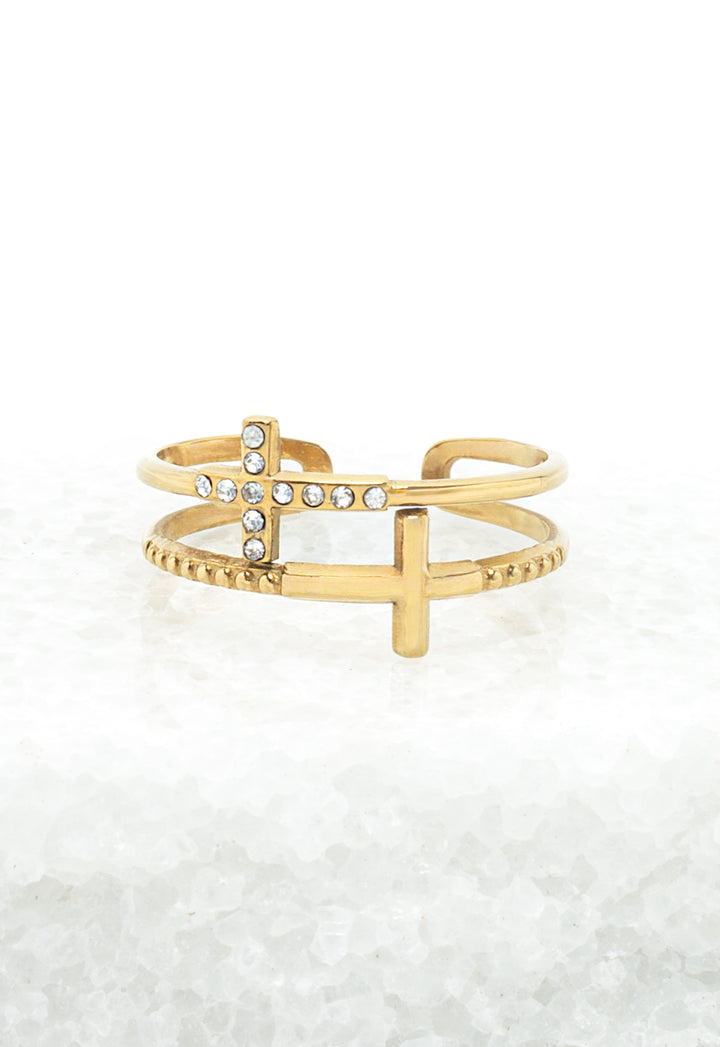 Golden Cross Serenity Ring