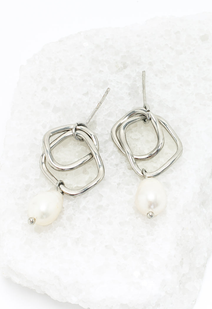 Everlasting Pearl Earrings in White Gold