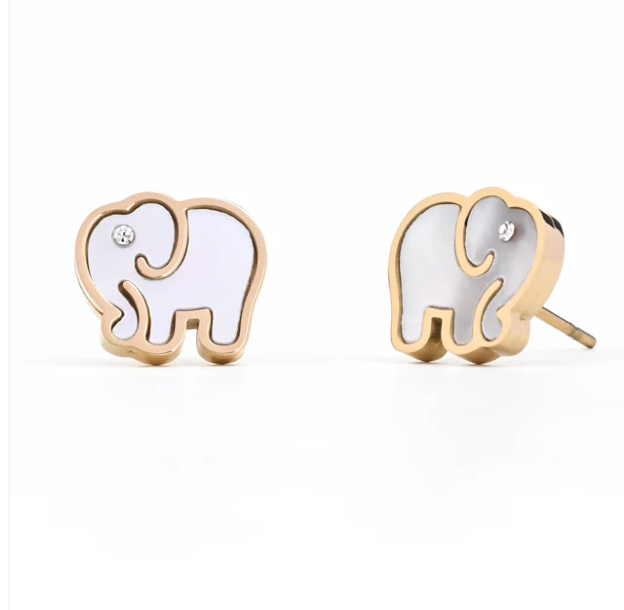 Elephant Mother-of-Pearl Studs [MADE TO ORDER]