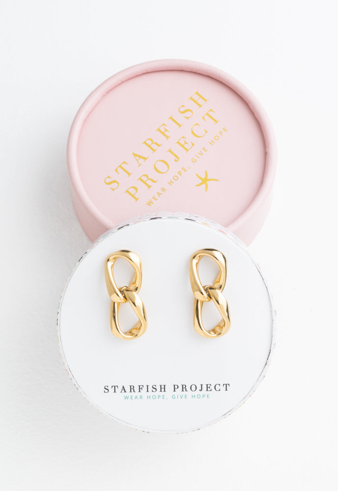 Linked Together Earrings in Gold