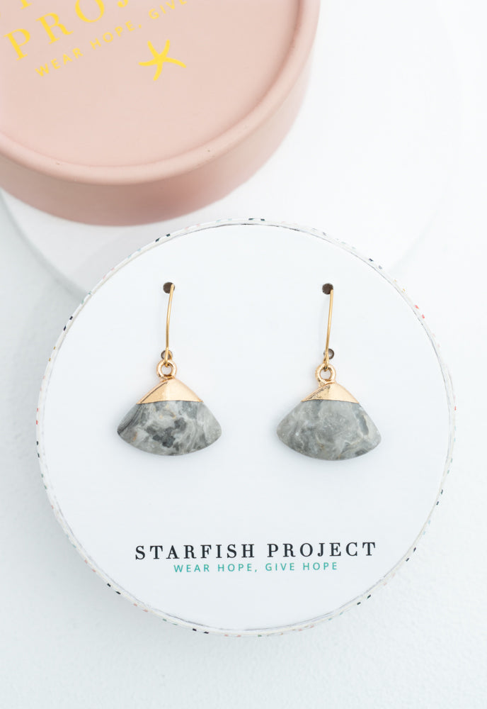 Fan Drop Earrings in Charcoal