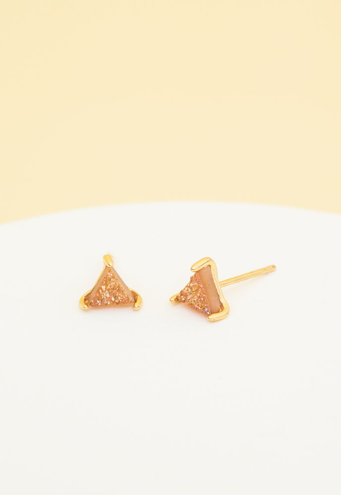 Ara Coral Druzy Studs in Gold