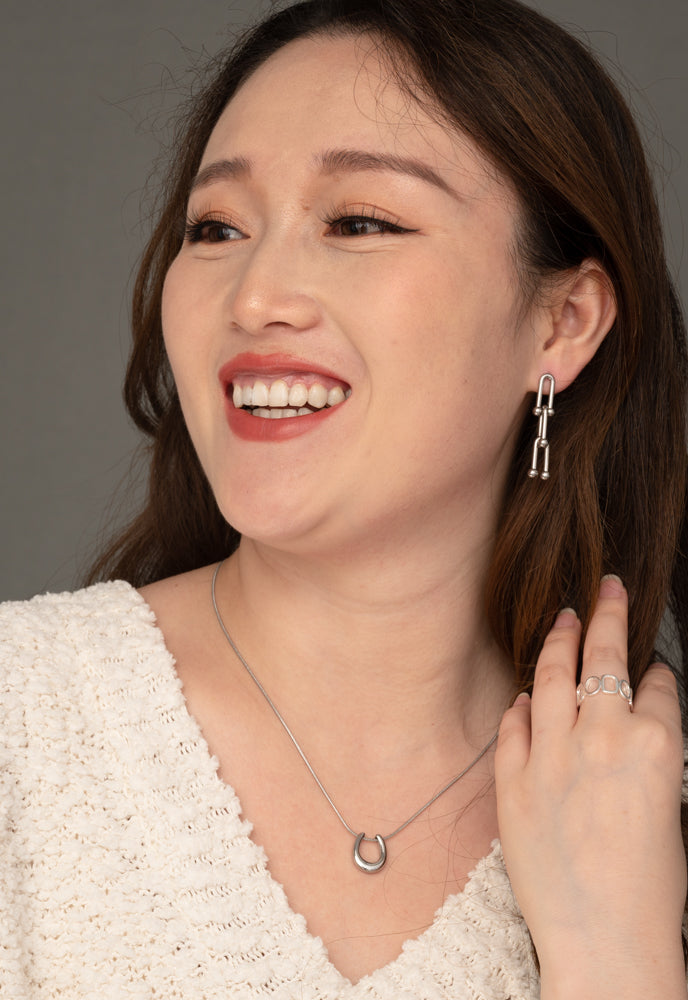 U Link Chain Earrings in Silver